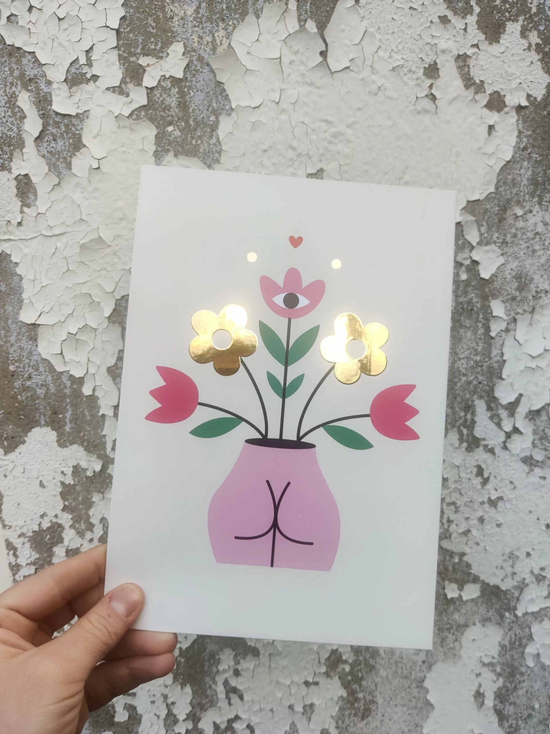 Affichette grande carte A5 - Fesses en fleurs – Image 1
