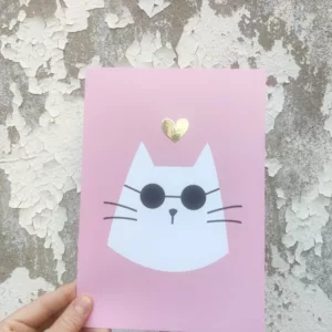 Affichette grande carte A5 - Gros chat