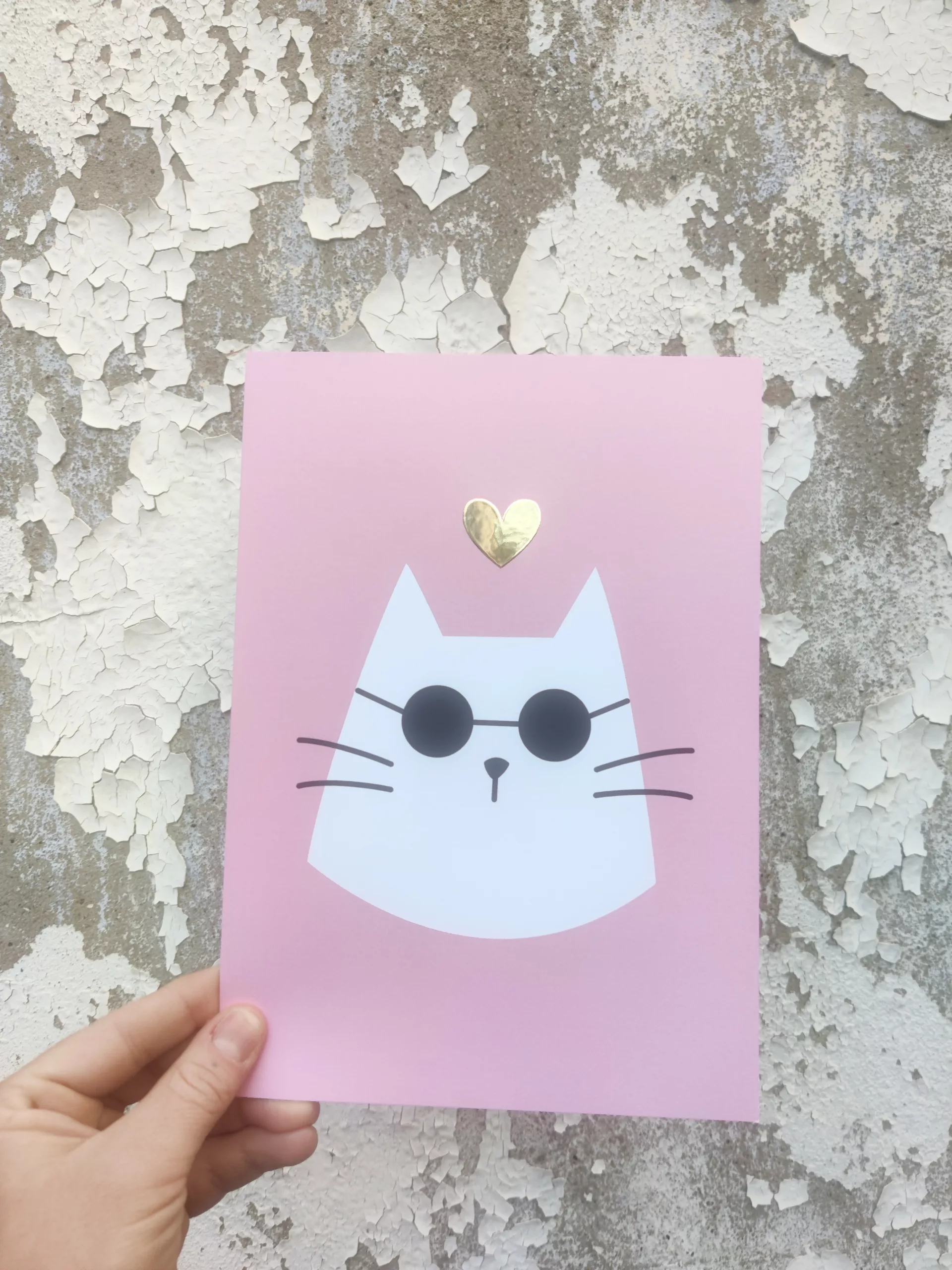 Affichette grande carte A5 - Gros chat – Image 1