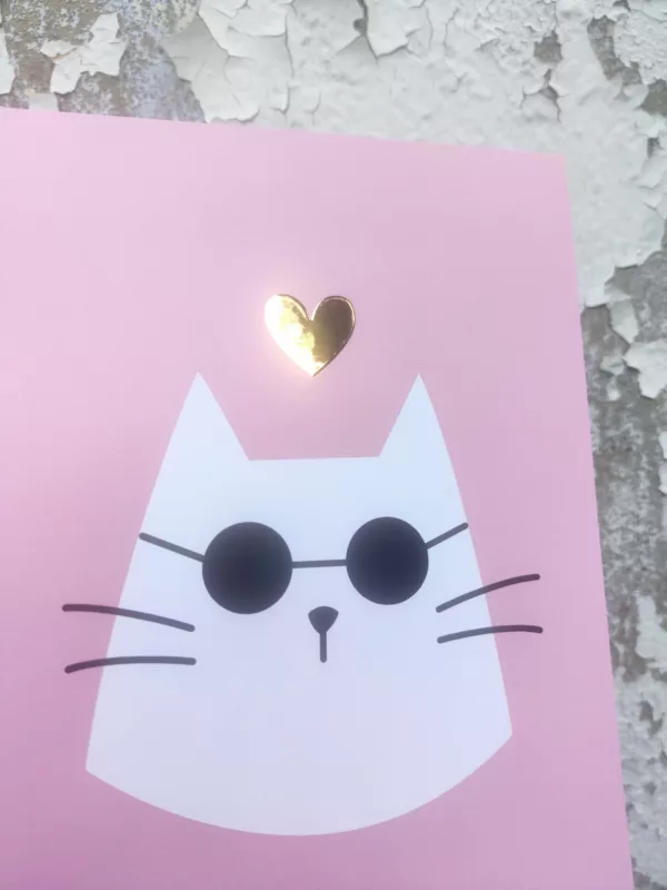 Affichette grande carte A5 - Gros chat