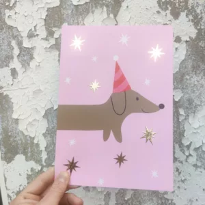 Affichette grande carte A5 - Teckel festif – Image 1