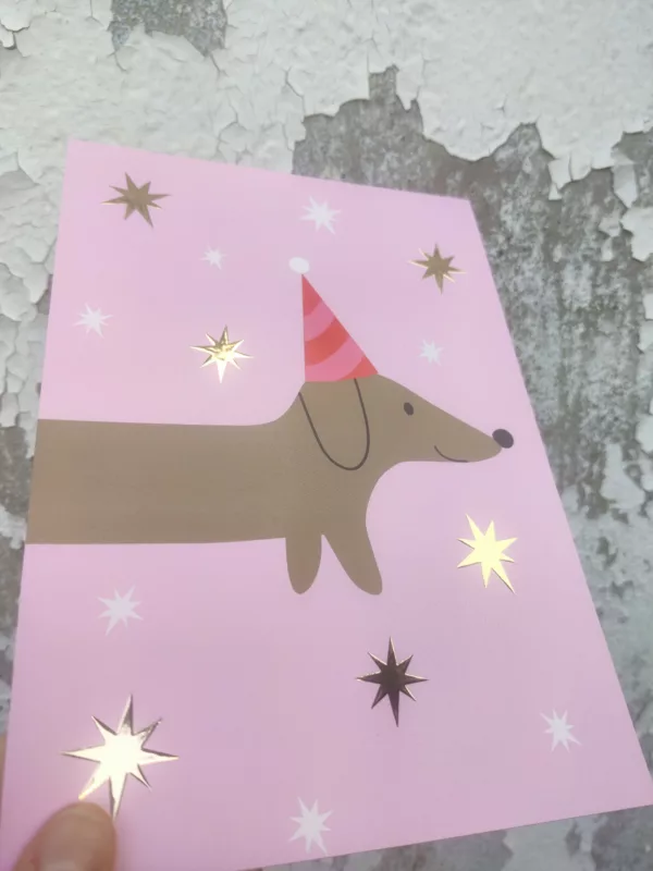 Affichette grande carte A5 - Teckel festif