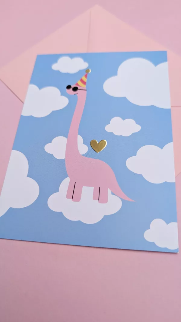 Carte postale - Dino en fête